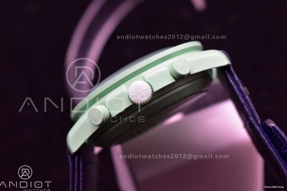 WeatherProof Earth Moonwatch x Swatch on Quartz to Omega Nylon Mission 1181 Strap Bioceramic 1002